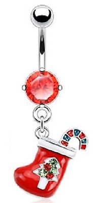 Belly Button Ring 316L Surgical Steel Stuffed Stockings Christmas Navel Ring