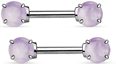 Body Accentz Nipple Ring Bars Star Body Jewelry Pair 14 gauge - Amethyst - Amethyst