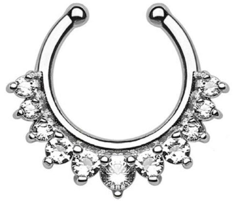 Single Line with Multi Gems Non-Piercing Septum Hanger