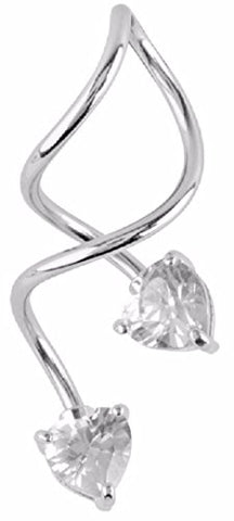 Body Accentz&reg; Belly Button Ring Navel Spiral Heart Body Jewelry Dangle 14 Gauge