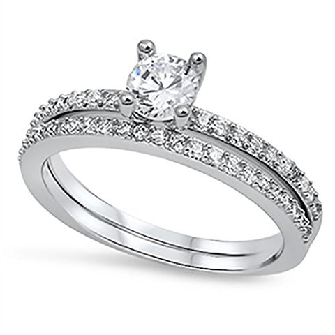 Sterling Silver Ring Band Rose Gold Plate Wedding Engagement Ring Sets Circle of love eternity - 5