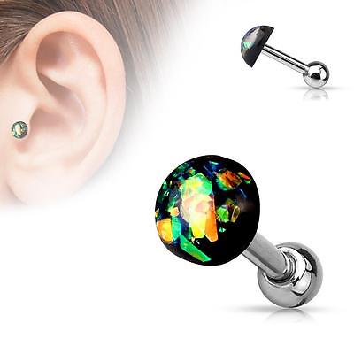 Tragus Opal Glitter Dome Top 316L Surgical Steel Catilage barbells 1pc 16g