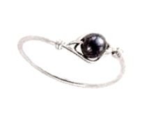 STERLING SILVER WIRE RING WITH HEMATITE BEAD SIZE 9
