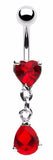 Belly Button Ring Navel Heart Teardrop Body Jewelry 14 Gauge