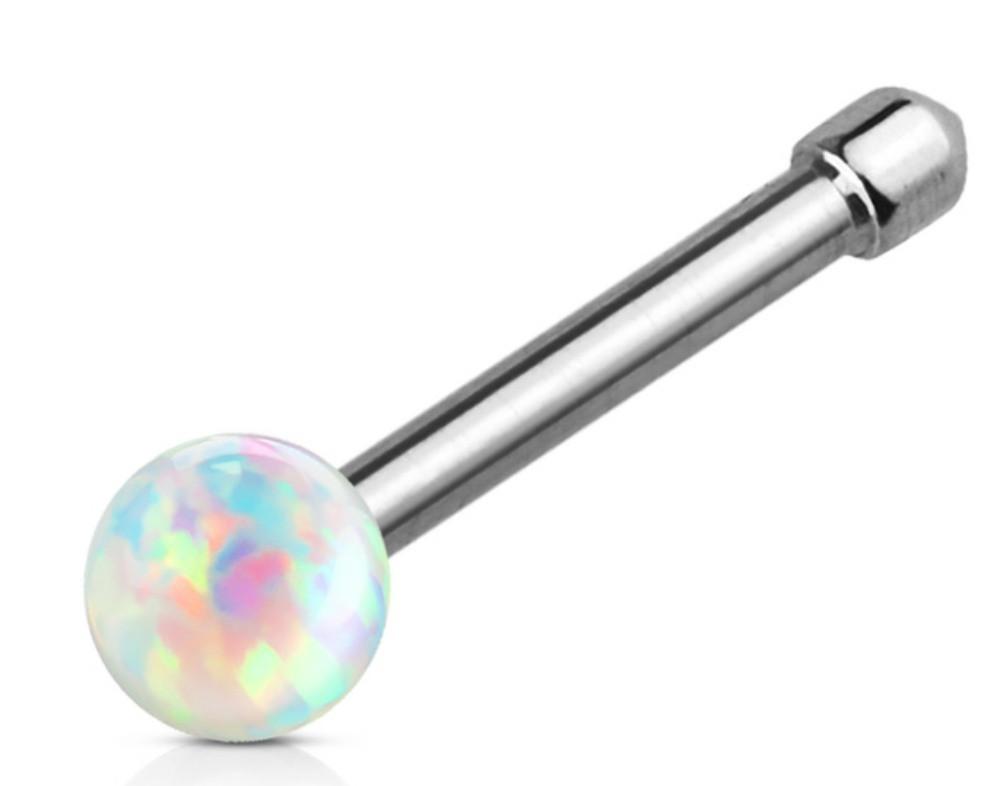 Nose Stud Opal Ball 316L Surgical Steel Bone Stud Rings 20g 1/4'' bar