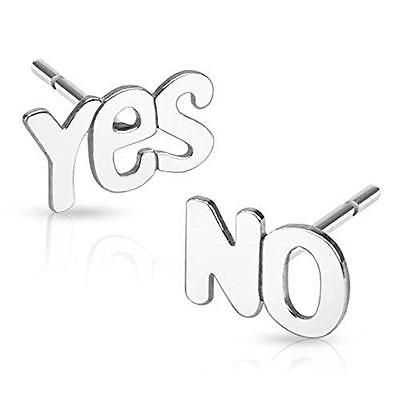 Pair of .925 Sterling Silver YES/NO Stud Earrings [Jewelry]