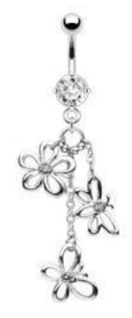 Body Accentz Belly Button Ring Surgical Steel Navel Ring Daisy Flower Butterfly