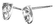 STERLING SILVER MINI ONE SIDE COMEDY AND ONE SIDE TRAGEDY EARRINGS ON POSTS