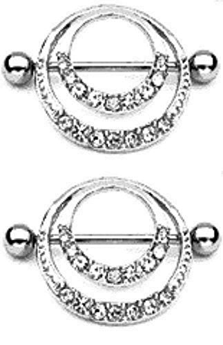 Body Accentz&trade; Nipple Ring Bars Shield Eternity Circle of Love Body Jewelry Pair 14 gauge Sold as pair