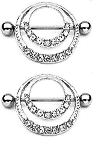 Body Accentz&trade; Nipple Ring Bars Shield Eternity Circle of Love Body Jewelry Pair 14 gauge Sold as pair