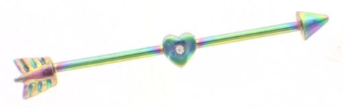 316L Surgical Heart Arrow 16g 1 3/8" Industrial bar Ear 14 gauge 1 1/2 Rainbow