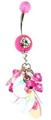 Body Accentz Belly Button Ring Navel Beaded Body Jewelry Dangle 14 Gauge