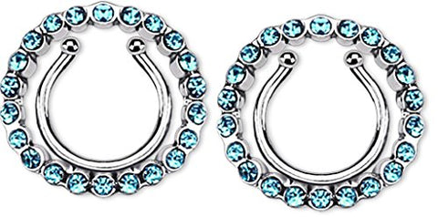 Body Accentz Nipple Rings non pierce pair Clip On Nipple Ring with Multi Paved Gem Circle