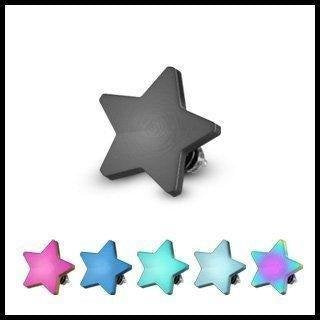 Titanium Anodized over 316L Surgical Steel Internally Threaded Flat 14g Star