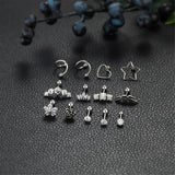 16G CZ Spiral Ear Cartilage Stud Earring Rings Helix Tragus Pierced Jewelry