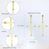 925 Sterling Silver Earrings For Gold Color Cross Ear Studs Jewelry
