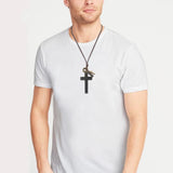 Vintage Wood Cross Crucifix Necklaces Men Women Rope Cord Religious Prayer Unisex