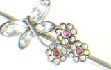 Industrial bar 14g 1.5'' Barbell with Clear Butterfly and Flowers