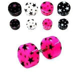 Body Accentz Earrings Rings Fake Acrylic Fake Piercing Illusion Plug Stars galaz