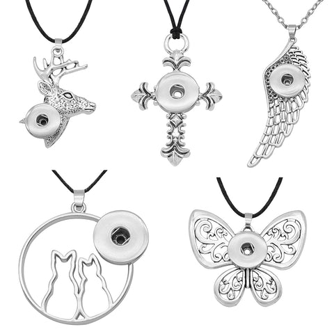 Cat Butterfly Cross Wing Deer 18mm 20mm Snap Button Necklace DIY Jewelry