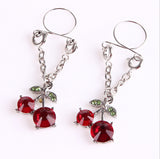 Cherry Non pierced Clip On Nipple Ring Women Crystal Fake Dangle Adjustable Body Jewelry