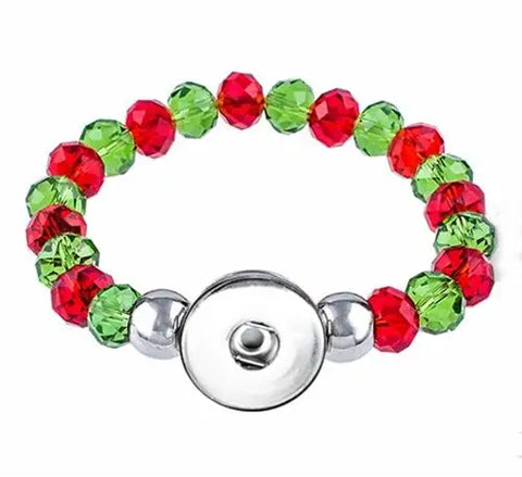 Christmas Snap bracelet 8mm Crystal Beads Snap Buttons Jewelry (fit 18mm 20mm snap)