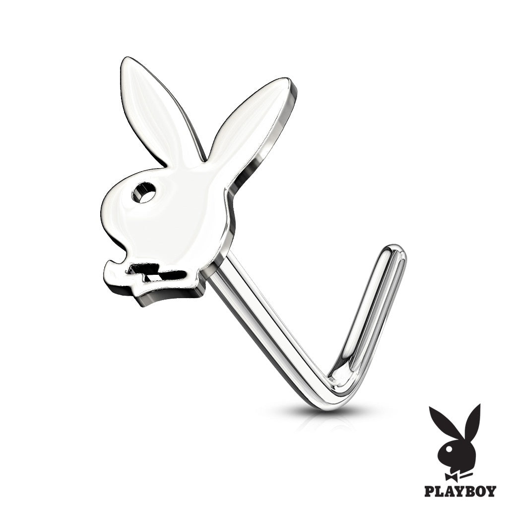 Body Accentz Playboy Bunny Top 316L Surgical Steel Nose L Bend Stud Rings Jewelry