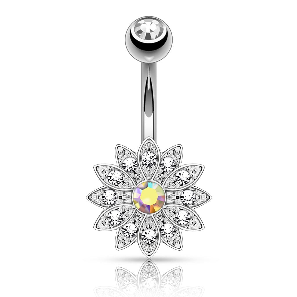 Crystal Cubic Zirconia Belly Button Ring Navel Piercing Body Jewelry