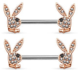 Body Accentz Crystal Paved Playboy Bunny Ends 316L Surgical Steel sold as pair