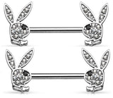 Body Accentz Crystal Paved Playboy Bunny Ends 316L Surgical Steel sold as pair