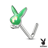 Playboy Bunny Opal Glitter 316L Surgical Steel Nose L Bend Stud Ring 1 pc