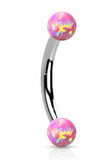 EyeBrow Synthetic Opal 316L Surgical Steel Internally Threaded Curved Eye brow Barbell