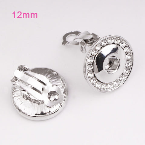 Crystal Ear clip fits 12mm Snap Button Earring  DIY jewelry