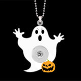 Halloween Ghost Cat Pumpkin Acrylic Print 18mm Snap Button Necklace