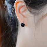 Natural Black Agate Clip Earrings Solid 925 Sterling Silver Star Earrings for Women and Girl Jewelry