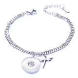 Metal Stainless steel 18mm snap button chain bracelet Love