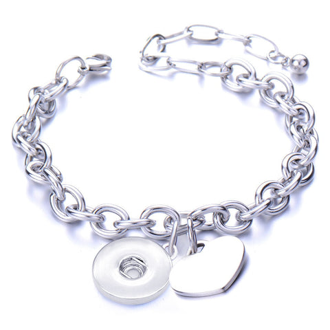 Metal Stainless steel 18mm snap button chain bracelet Love