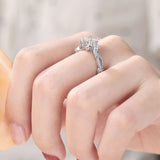 925 Sterling Silver Three Princess Cut CZ Infinite Engagement Rings Wedding