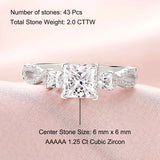 925 Sterling Silver Three Princess Cut CZ Infinite Engagement Rings Wedding