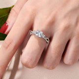 925 Sterling Silver Three Princess Cut CZ Infinite Engagement Rings Wedding