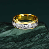 Yellow Gold Plate Wedding Ring For Men 925 Sterling Silver Brilliant Round Aaaaa Cubic Zircon Ring