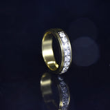 Yellow Gold Plate Wedding Ring For Men 925 Sterling Silver Brilliant Round Aaaaa Cubic Zircon Ring