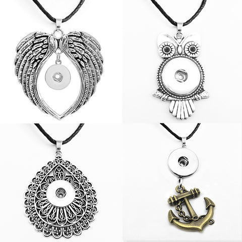 OWL wings tree Butterfly Anchor 18mm snap button necklace DIY jewelry