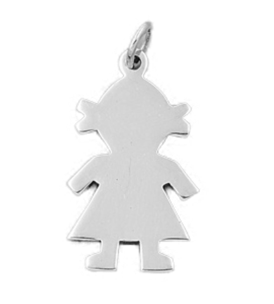 .925 Sterling Silver Pendant - Girl - HEIGHT: 32mm Charm
