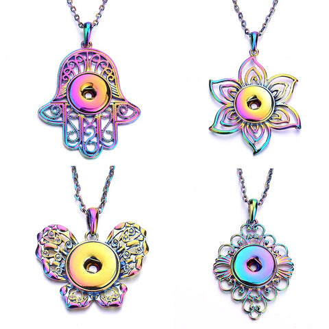 Snap Button Jewelry 18mm  Accessories Scroll  Rainbow Necklace