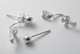 Sterling Silver Cross Double Stud Earrings Jewelry Gifts Women Girlfriend