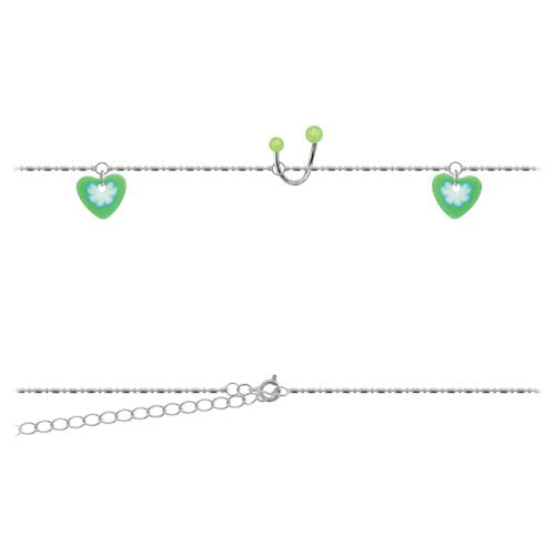 Body Accentz&reg; Belly Button Ring Heart Navel Body Jewelry Dangle Waist Chain 14 Gauge