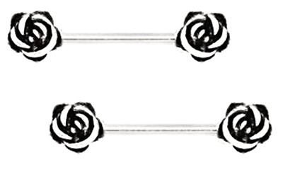 Body Accentz&reg; Nipple Ring Rose Flower bar body Jewelry Pair sold as pair