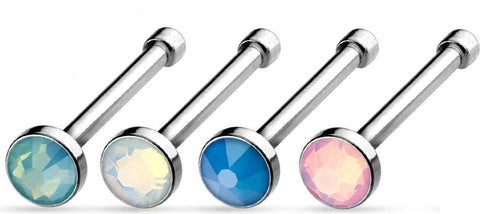 20g 5/16 Flat Top Press Fit Opalite Stone 316L Surgical Steel Nose Ring Stud 4 Pcs Value Pack