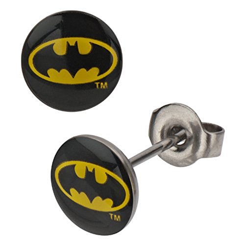 Earrings Ring Surgical Steel Post Ear pair Batman Bat man